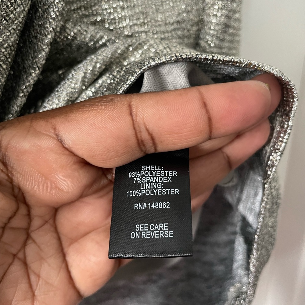 Torrid Silver Mini Foil Tulip Asymmetrical Wrap Skirt - Picture 3 of 4